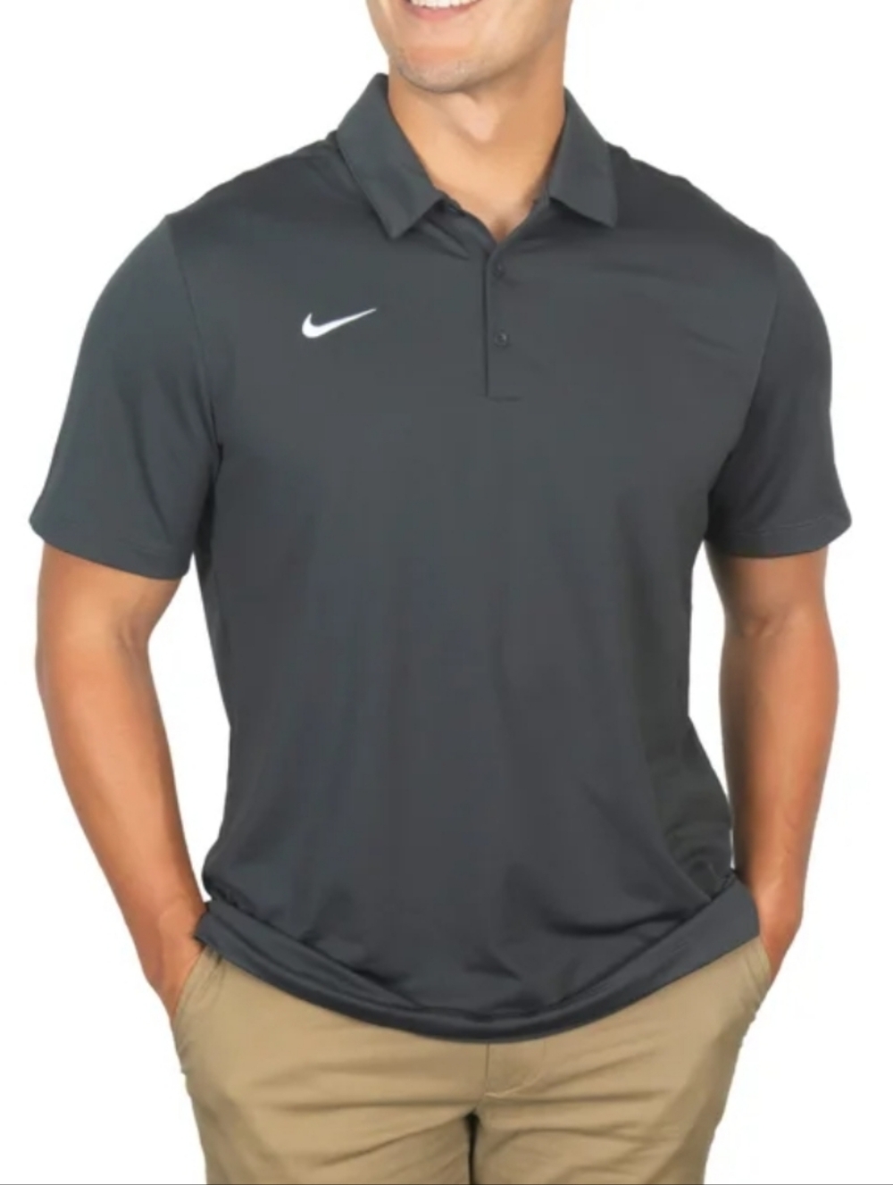New!! Nike Gray ColorDri-FIT Polo with White Swoosh Men Boys Size Small NWT NiB!